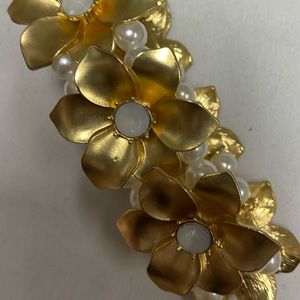 BOGO FREE; Gold pearl flower bracelet